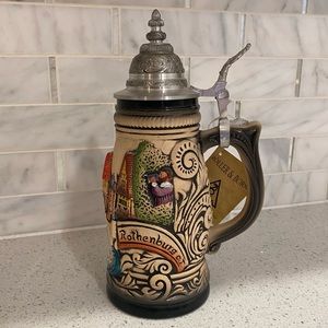 NWT Zoller & Born Hand-Painted Lidded Beer Stein from Germany, Rothenburg